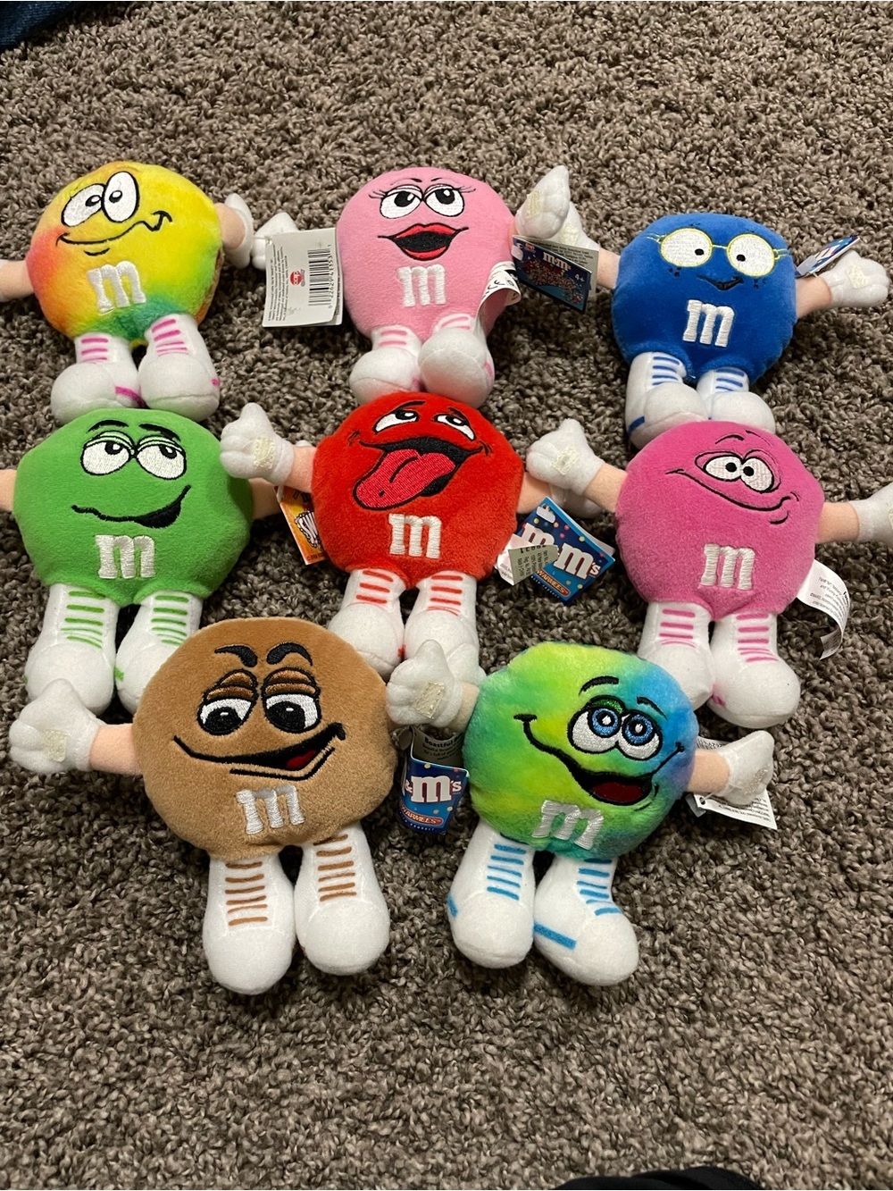 M&M Swarmees Mini Plush Toys Set of 8 Vibtage 90s Collectible